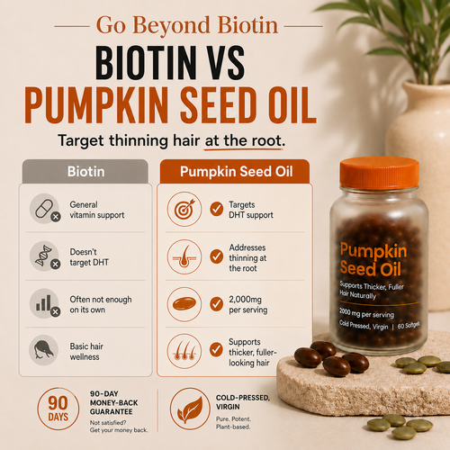 Pumpkin Seed Oil Softgels — Natural DHT Support for Thicker, Fuller Hair